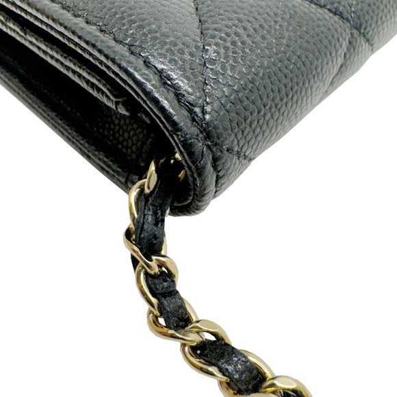 CHANEL Matelasse Mini Chain Wallet Black Caviar Skin 2022 - Picture 7 of 12